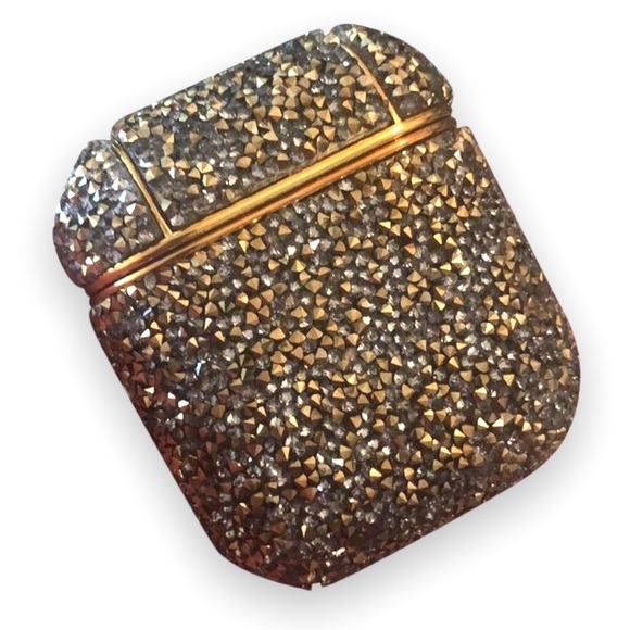 New Nanette Lepore Black & Gold Crystal Airpods Case Tech Accessory - Picture 1 of 15